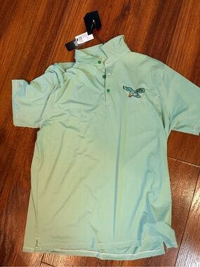 Men's Green stripe Polo Philadelphia eagles